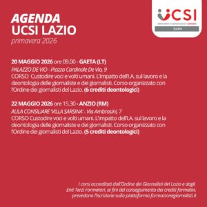 i cinque corsi di formazione di Ucsi Lazio